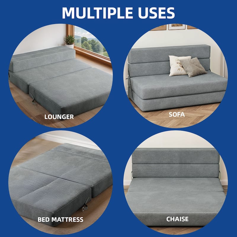 Moasis Convertible Folding Sofa Bed, Corduroy Fabric Fold Out Sleeper Chair