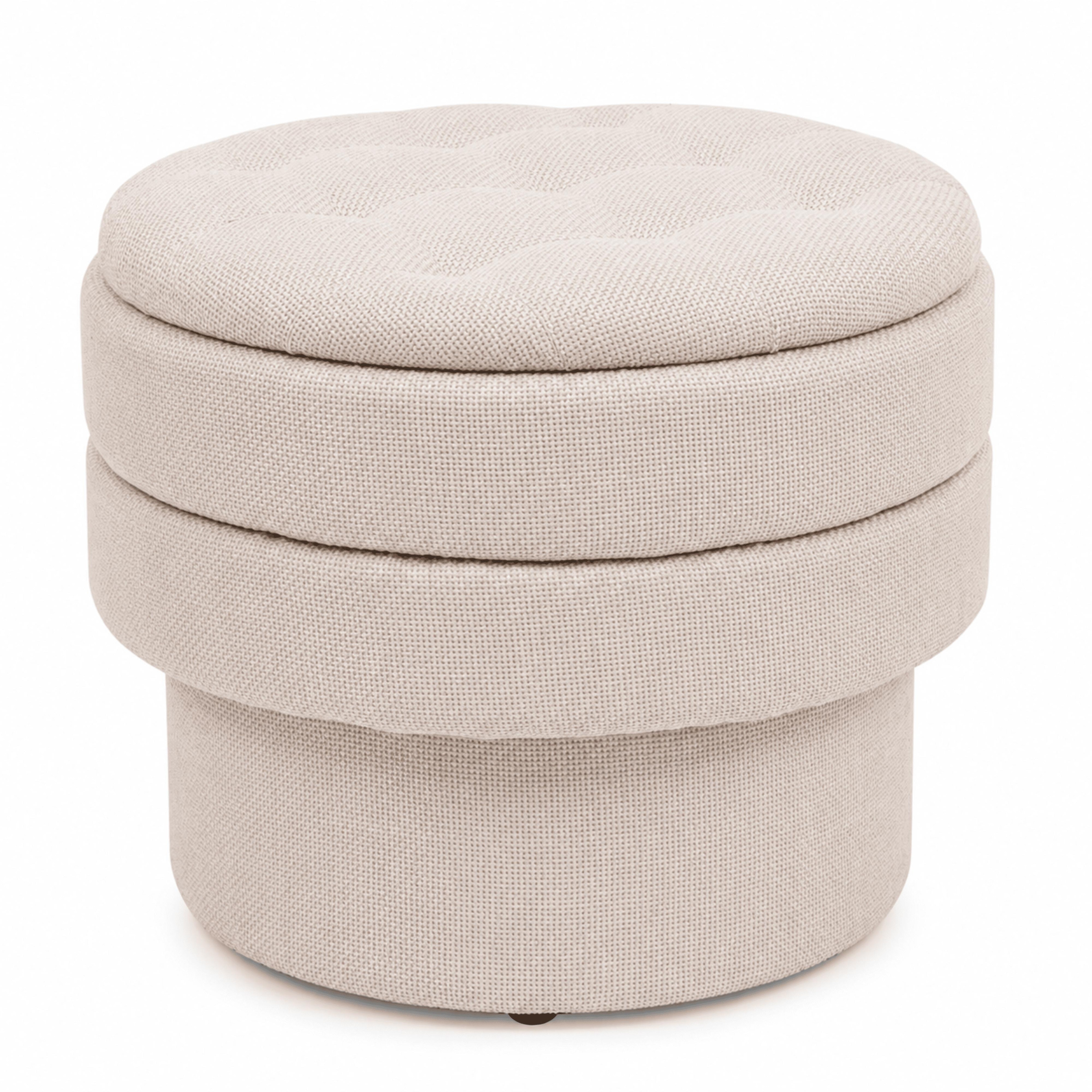 Aria Home Round Tufted Storage Ottoman with Removable Lid and Padded Seat, Multiple Colors