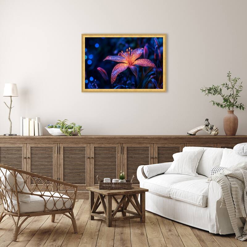 Floral Complementing in Vibrance by Tradelink inhouse artist Wood Framed Wall Art Print - Owen Gold