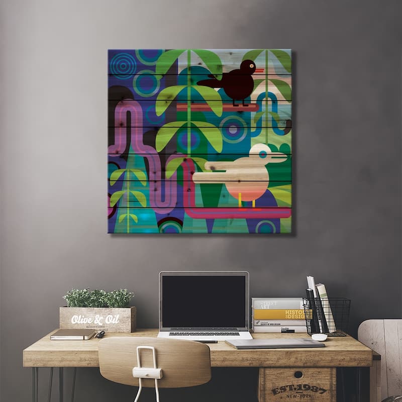 Jungle Print On Wood by Charles Harker - Multi-Color