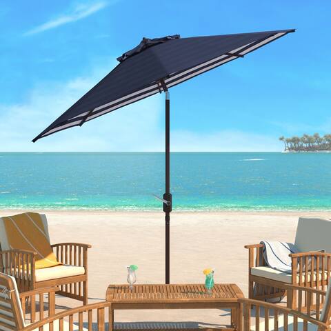 SAFAVIEH Athens Navy/ White Inside Out Striped 9-foot Outdoor Umbrella