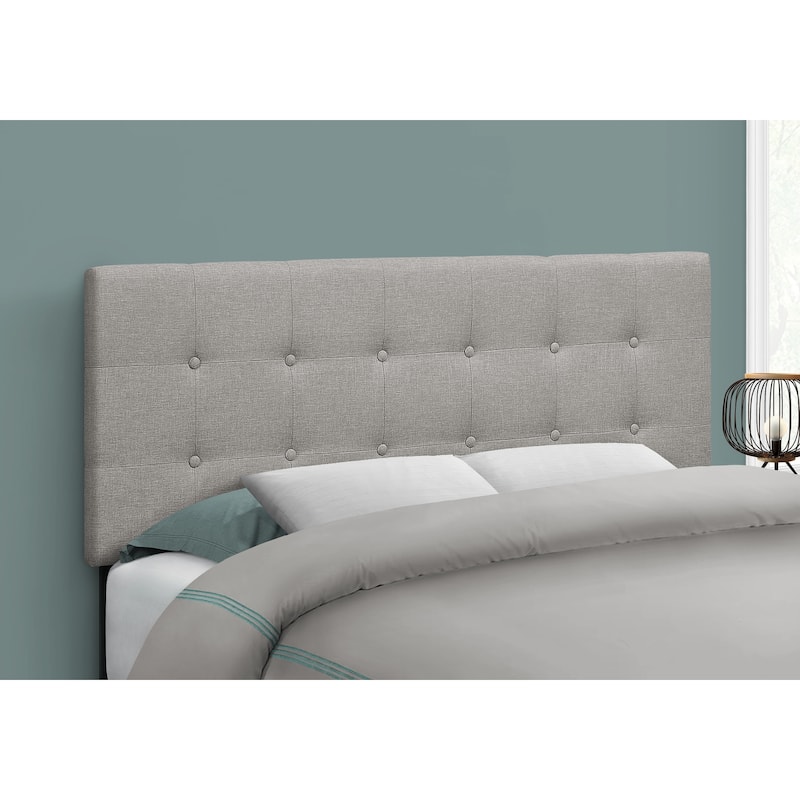 Full Size Upholstered Grey Linen Look Bed Headboard - Grey