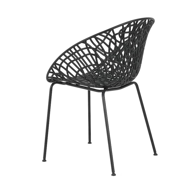 Black Dining Chairs Leisure Chair Reading Chair Accent Chair Set of 2, Reception Chair Side Chair with Iron Frame