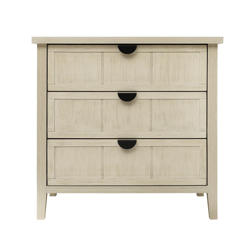 Roomfitters 3 Drawer Dresser Storage Cabinet, Modern Wooden Chest of Drawers with Metal Handles, Natural