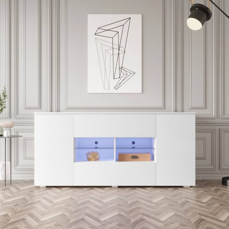 TV cabinet with double doors and drawers