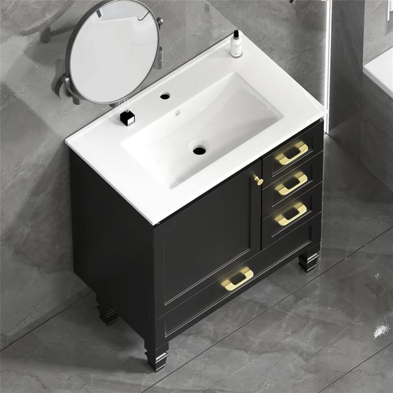 30" Bathroom Vanity Abundant Storage Cabinet -1 Soft Close Doors and 3 Drawer