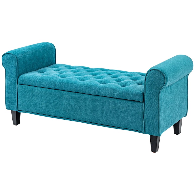 50 Inches Storage Ottoman,End of Bed Bench with Rolled Arms,Wood Legs