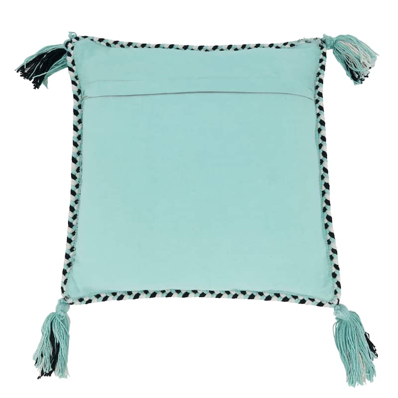 Braided Border Throw Pillow With Tassel Design