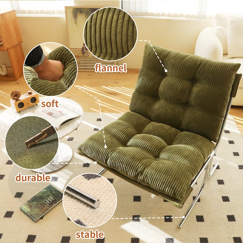 Modern Upholstered Accent Chair with Chrome Metal Frame for Living Room & Office