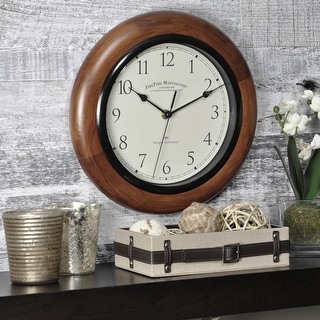FirsTime & Co. Walnut Round Wall Clock, American Crafted, Walnut, Walnut Wood, 11.5 x 2 x 11.5 in