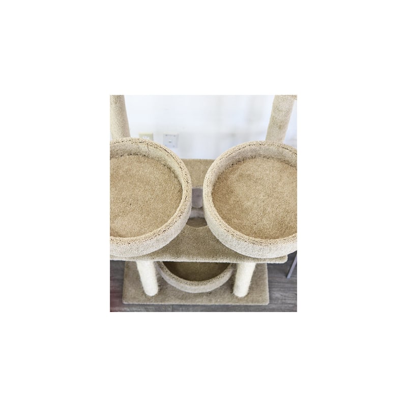 Castle Style Cat Tower with Multiple Levels, Spacious Perches and Sisal Posts for Large Cats