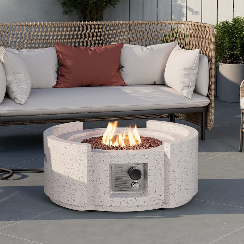 Semicircle Terrazzo Outdoor Firepit with Wind Guard