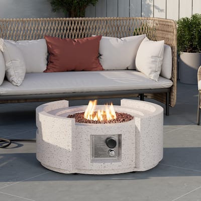 Semicircle Terrazzo Outdoor Firepit with Wind Guard
