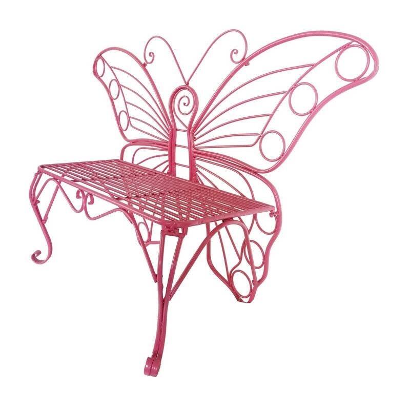 Metal Outdoor 2-Seater Butterfly Garden Bench - 60” L x 17.7” W x 39.2” H