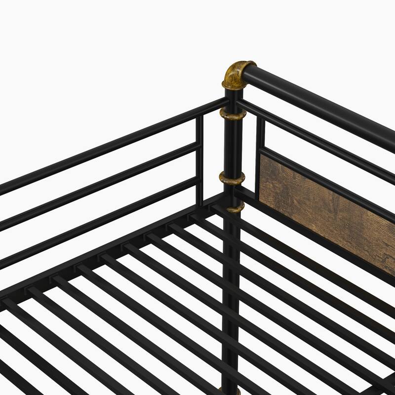 over Metal Bunk Bed, Industrial Detachable Bunkbeds with Safety Guard Rails