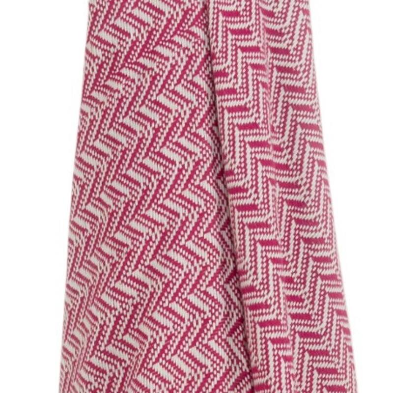 HomeRoots 50" X 60" Hot Pink Cotton Woven Chevron Throw Blanket with Fringe