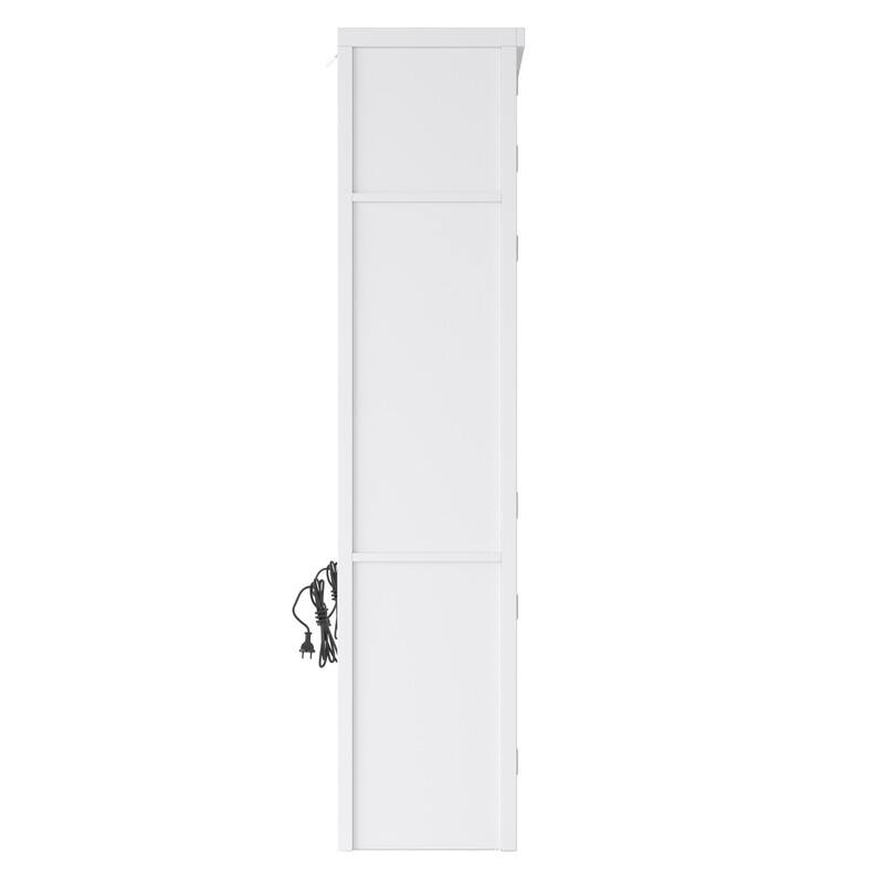 Modern 80.1" Tall Freestanding Kitchen Pantry Cabinet with Adjustable Shelves and 2 Power Outlets