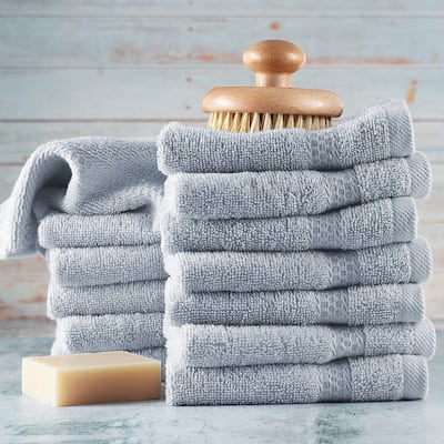 Hearth & Harbor 100 Percent Cotton Ultra Soft and Highly Absorbent Set of 12 Multipurpose Wash Cloths - 13 inches x 13 inches.