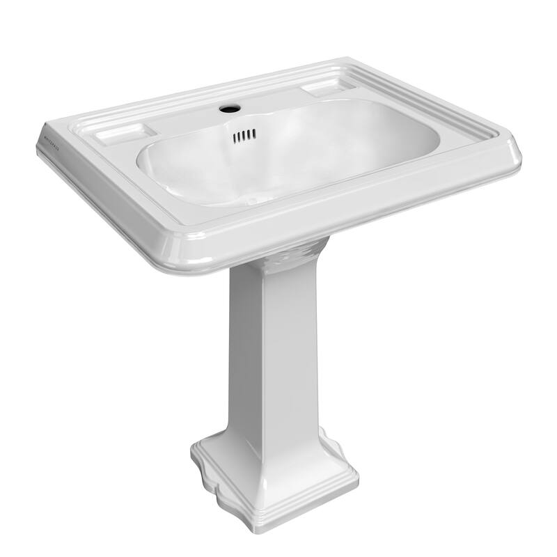 Whitehaus AR854-AR805-1H 28-3/4" Rectangular Vitreous China Pedestal - White