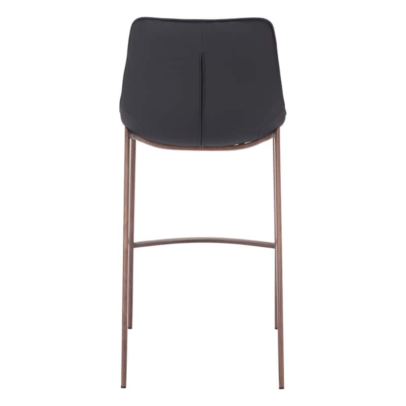 Set of 2 Black Brown Faux Leather 30 Inch Steel Bar Height Chairs - 21.7”x 20.7” x 43.3”