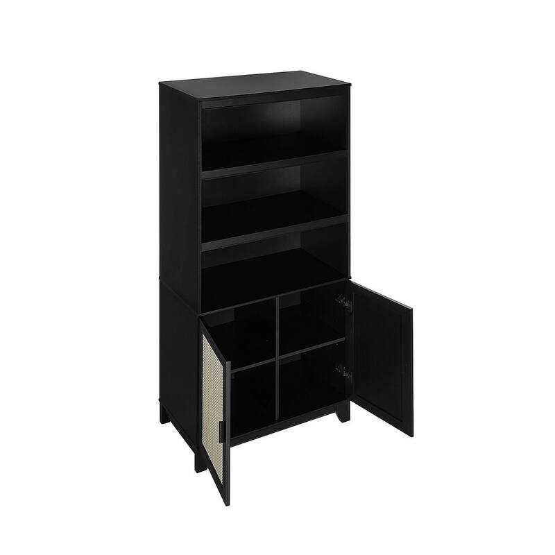Manhattan Comfort Sheridan Modern Cane Adjustable Shelf Bookcase