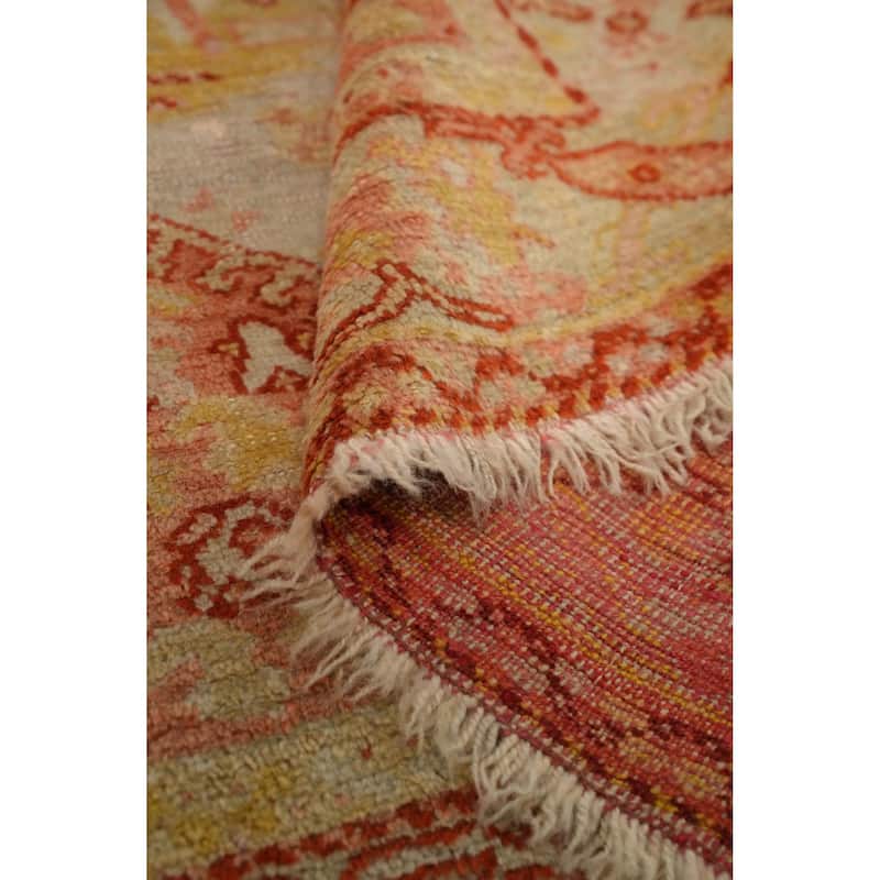 Hand Knotted Oriental 100% Wool Carpet Transitional Geometric Beige & Ivories Oushak Area Rug - 7' 1'' X 4' 4''