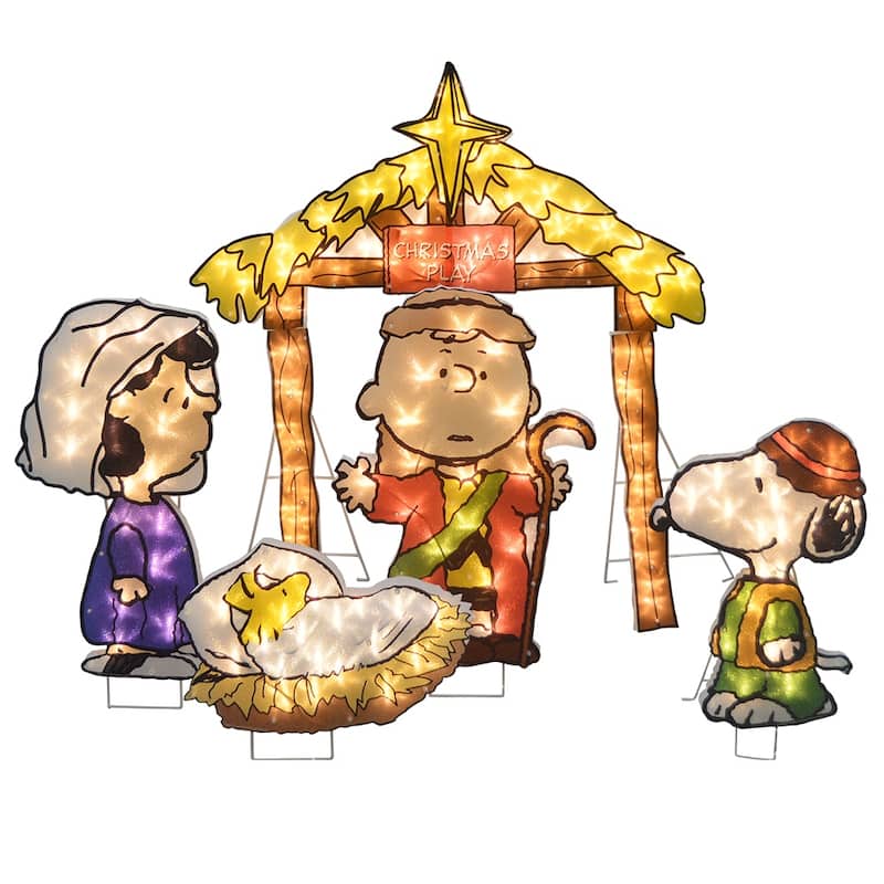 32" Peanuts 2D LED PreLit Yard Art Nativity Pageant 5pc Set