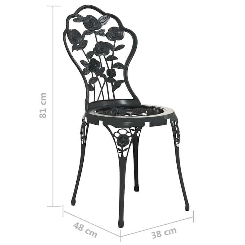 vidaXL Patio Bistro Set 3 Piece Outdoor Garden Table and Chair Cast Aluminum - 23.2x26.4x23.2