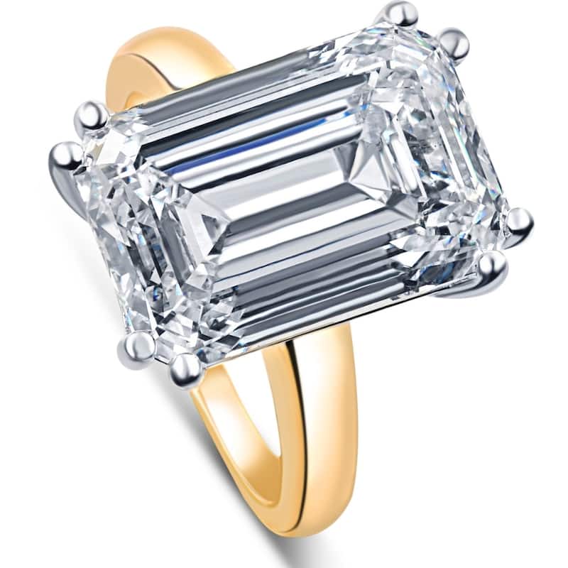 Certified 10.05CT Emerald Cut Solitaire Diamond Engagement Ring Gold Lab Grown