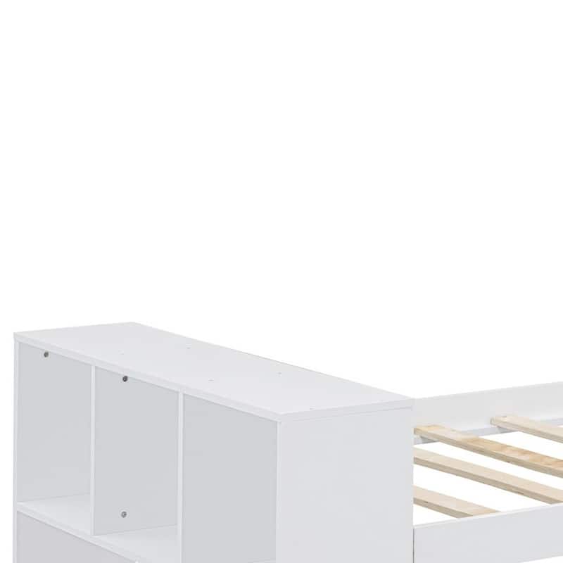 HomeRoots White Wood Twin Bed Frame With USB