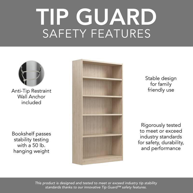 Universal Tall 5 Shelf Bookcase Storage by Bush Furniture