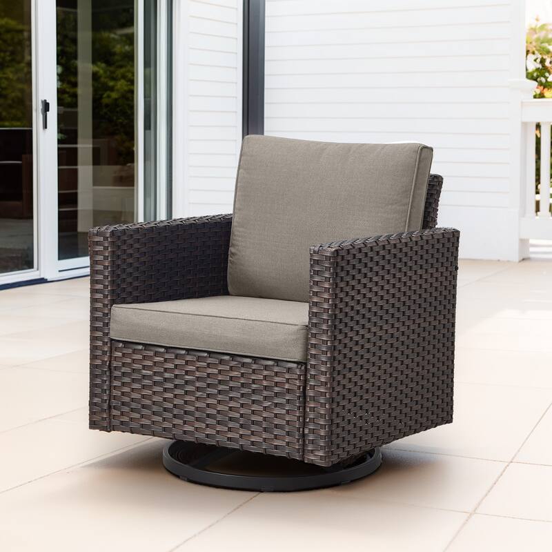 Gymojoy Wicker Swivel Glider Chair with 4 inch Olefin Cushions