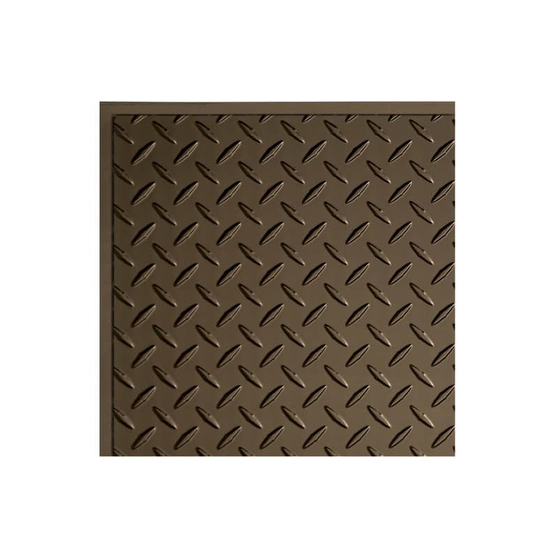 FASÄDE Diamond Plate Revealed Edge Decorative Vinyl 2ft x 2ft Lay in Ceiling Panel in Argent Bronze (5 Pack) - 12in x 12in Sample - Argent Bronze