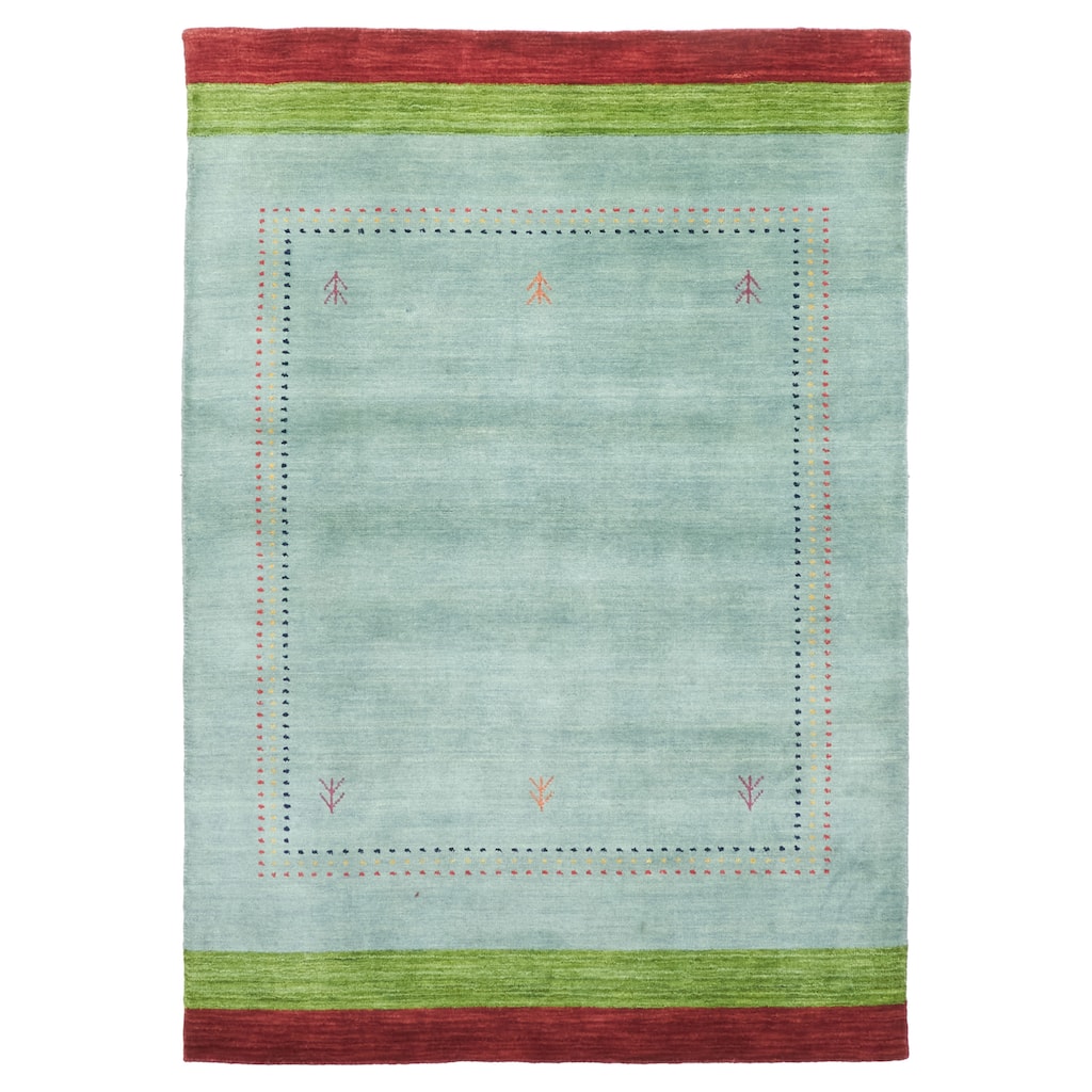 ECARPETGALLERY Hand Loomed Kashkuli Gabbeh Light Blue Wool Rug - 4'0 x 5'9