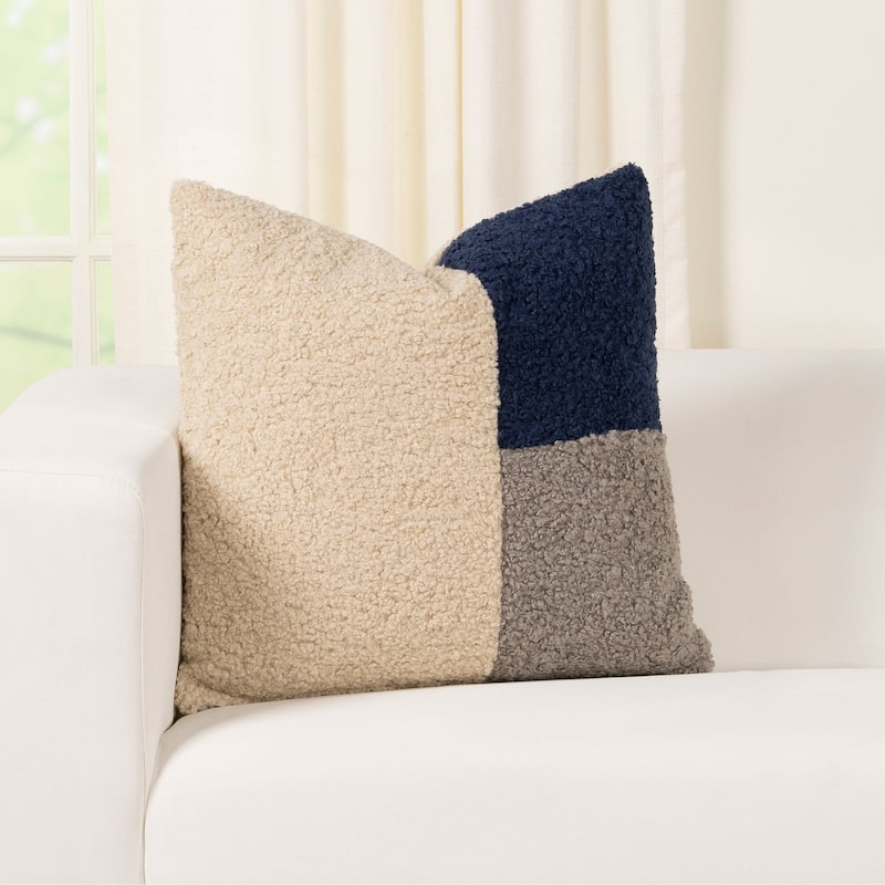 Tiffany Trio Patch Boucle Textured Throw Pillow - Indigo