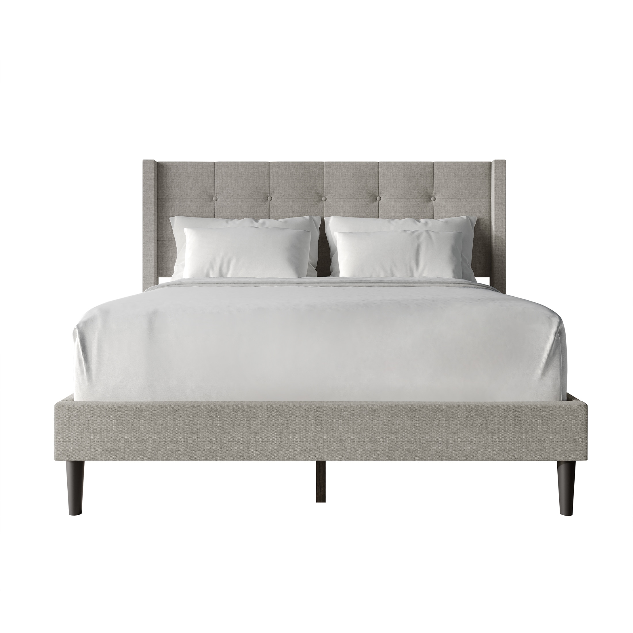 CraftPorch Elegance Wingback Upholstered Linen Bed