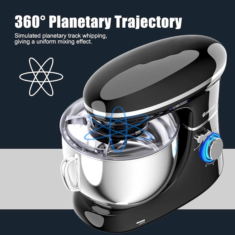 Costway 6.3 Quart Tilt-Head Food Stand Mixer 6 Speed 660W w/Dough