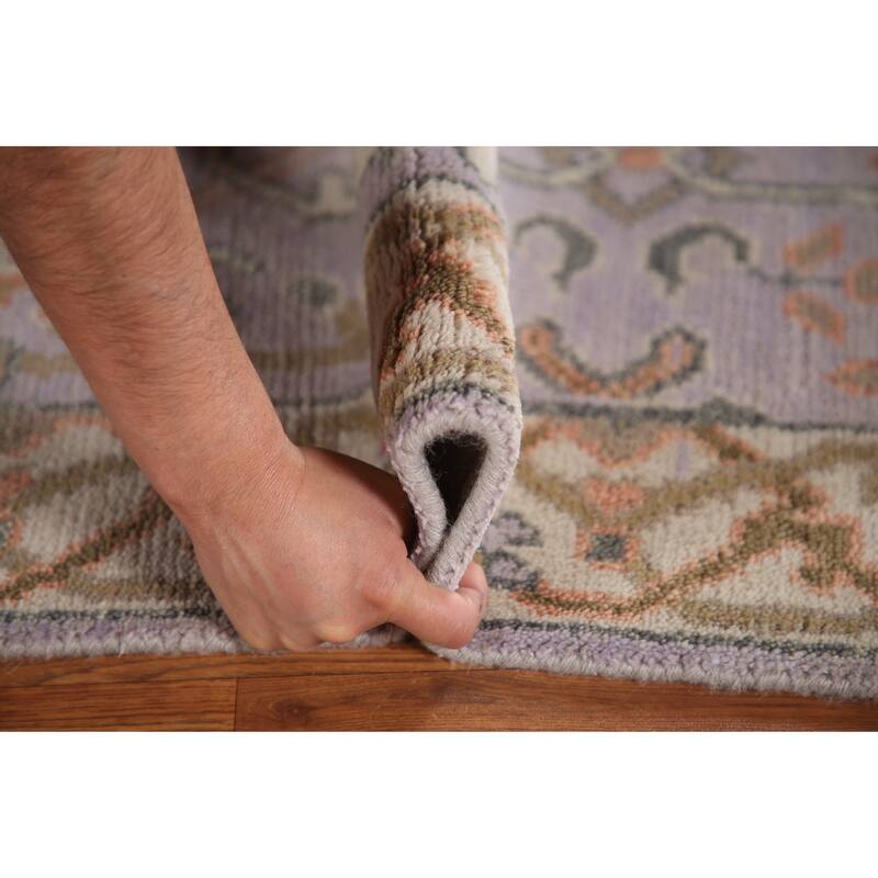Floral Grey Oushak Runner Rug Hand-knotted Wool Carpet - 2'7"x 7'10"