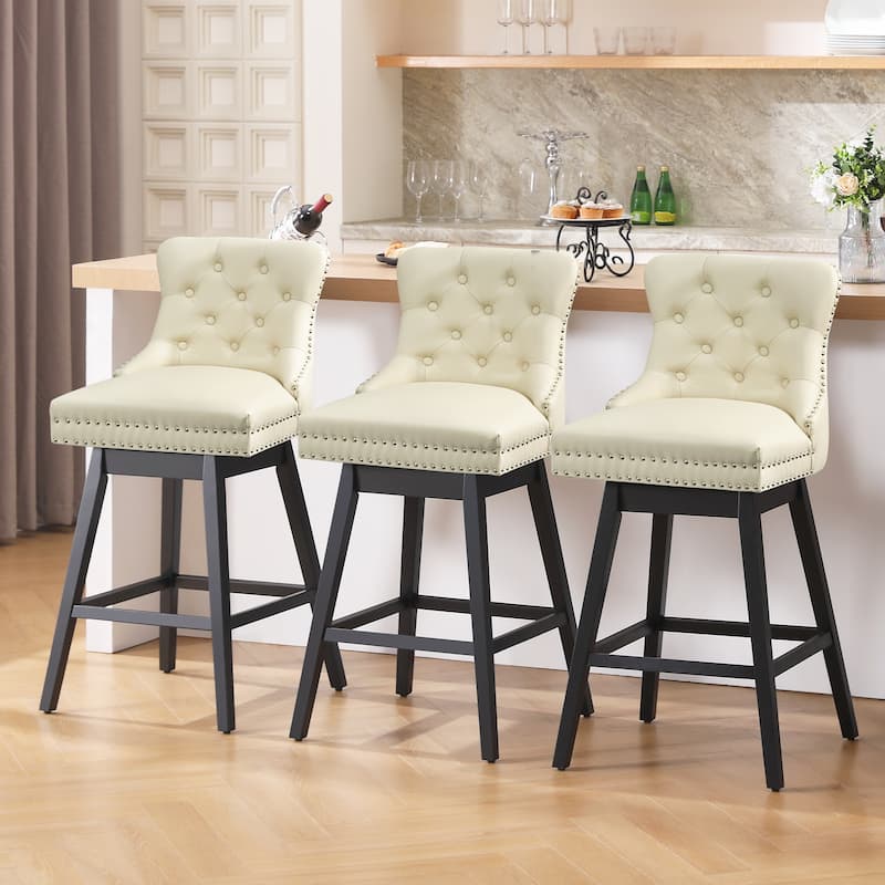 26"/29" Faux Leather Swivel Counter and Bar Height Stools (Set of 1/2/3/4)