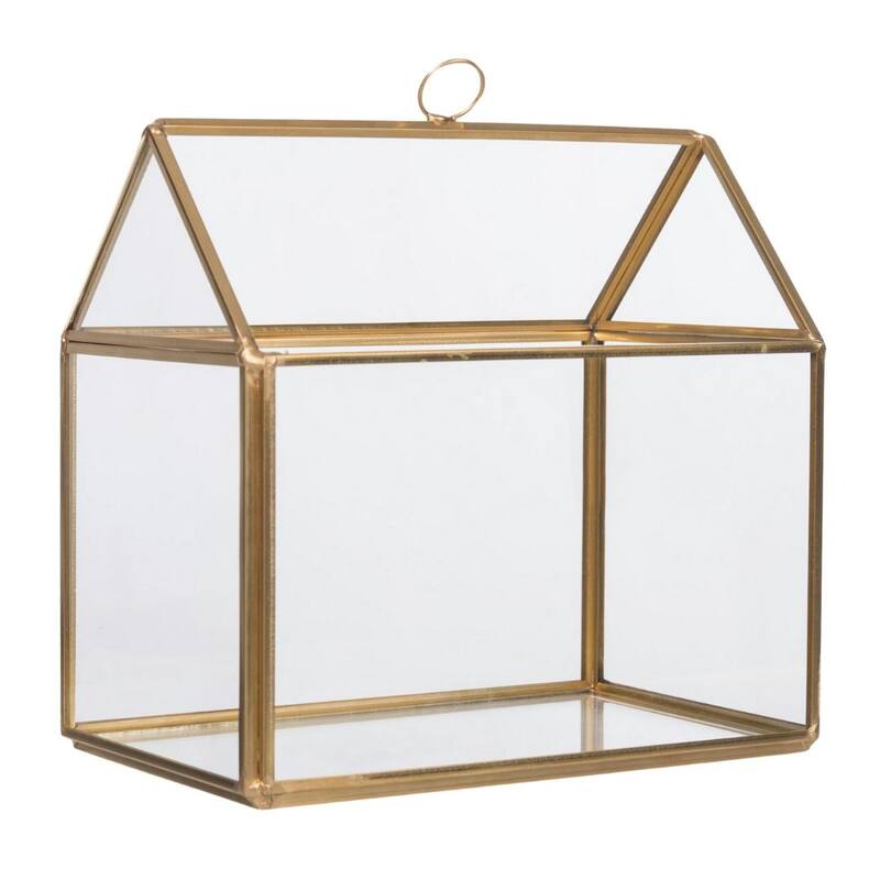 Transpac Glass/Metal Black Terrarium House Home Decorations Spring