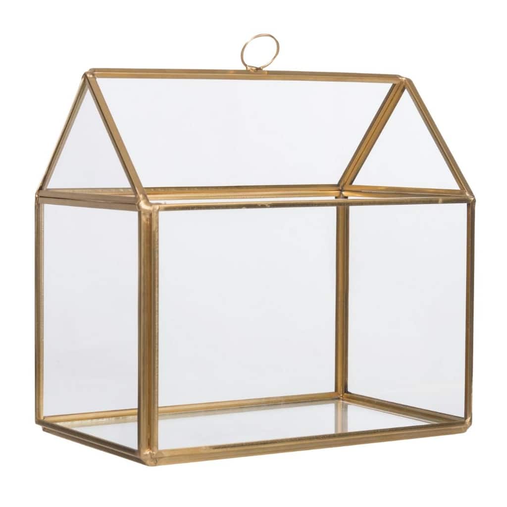 Transpac Glass/Metal Black Terrarium House Home Decorations Spring