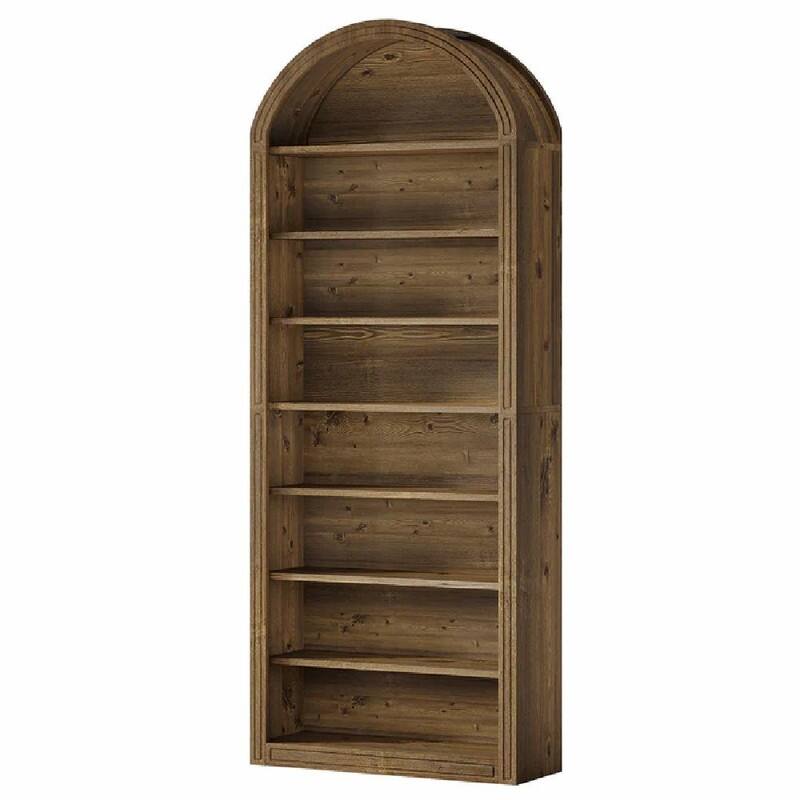 8-Tier Arched Bookshelf with Two-Tone Finish, Sturdy MDF Bookcase with Closed Back for Living Room, Study, or Kitchen
