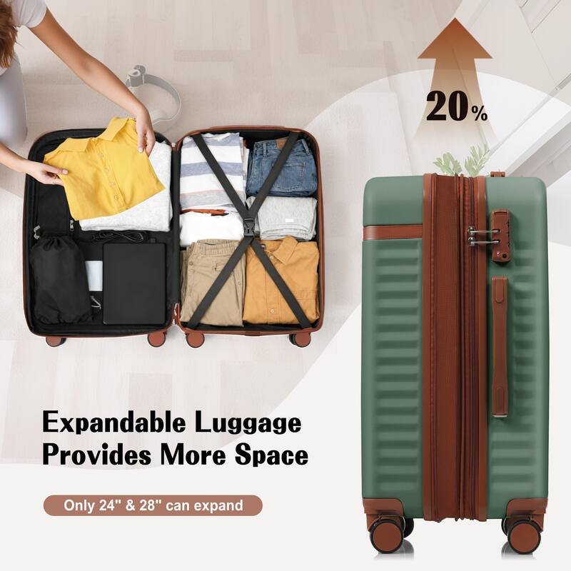Luggage Set of Three, ABS Hard Shell Luggage with Spinner Wheels