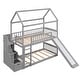 preview thumbnail 7 of 7, Solid Wood Twin Over Twin Bunk Bed with Three Drawers and A Slide, Supported By Wooden Strips