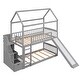 preview thumbnail 7 of 7, Wooden ModernTwin Over Twin Bunk Bed with Drawers and Slide, House Bed