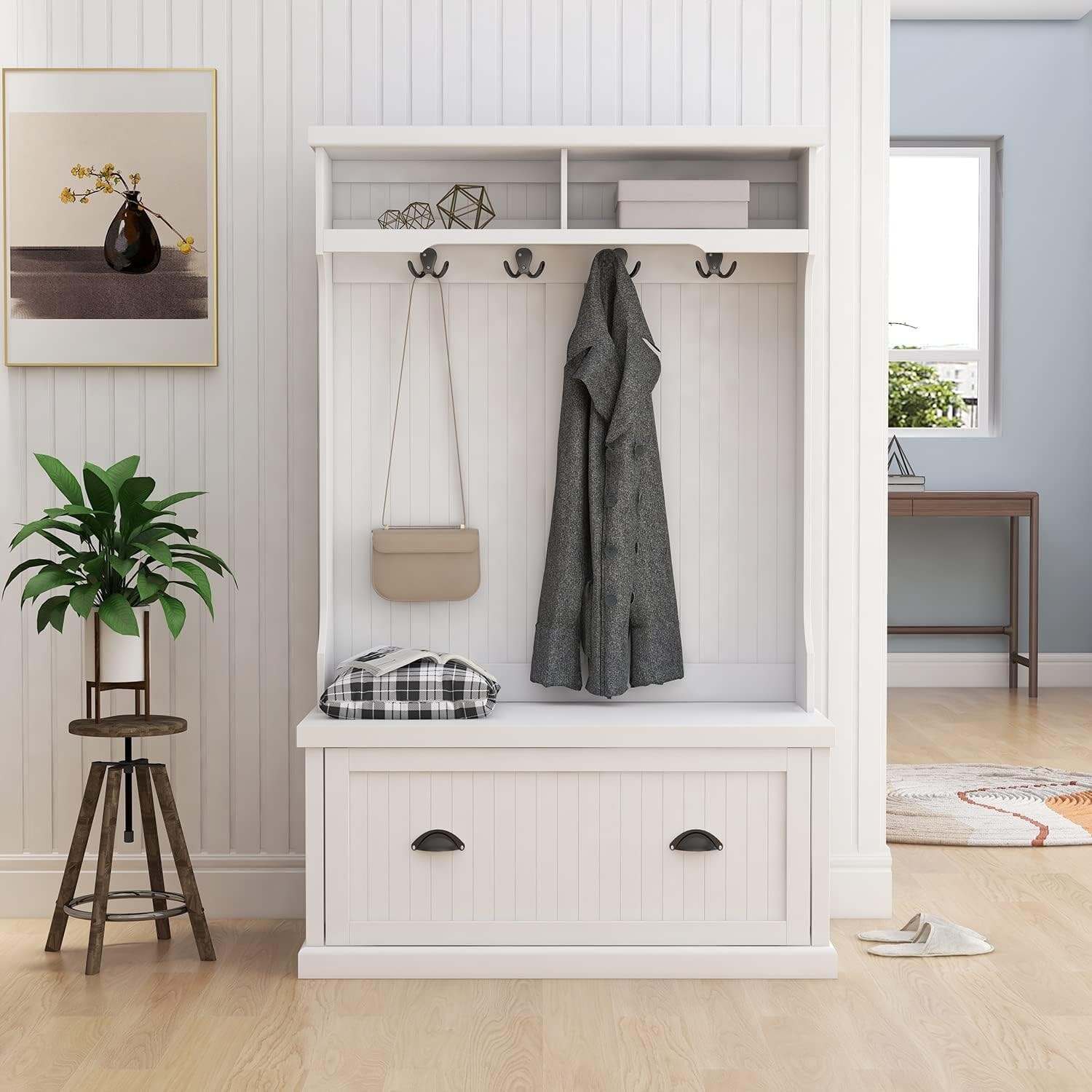 White shoe and coat rack outlet