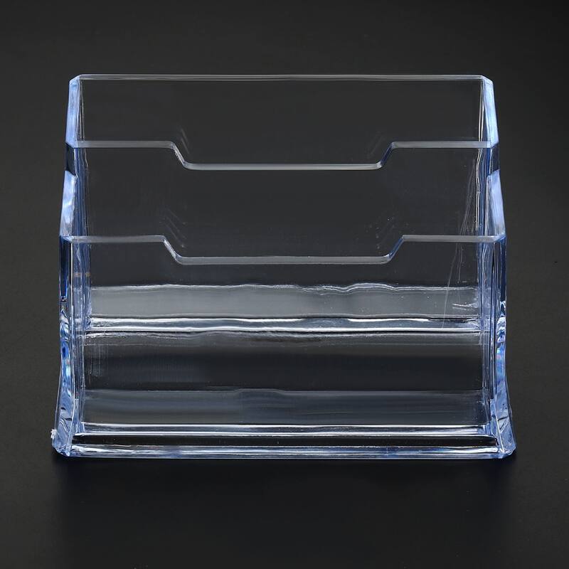 Business Card Holder Plastic 2 Slots Desktop Name Card Display Stand ...