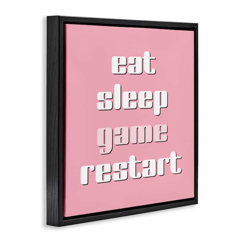 Stupell Gamer Phrases on Pink Framed Floater Canvas Wall Art Design By Yass Naffas Designs