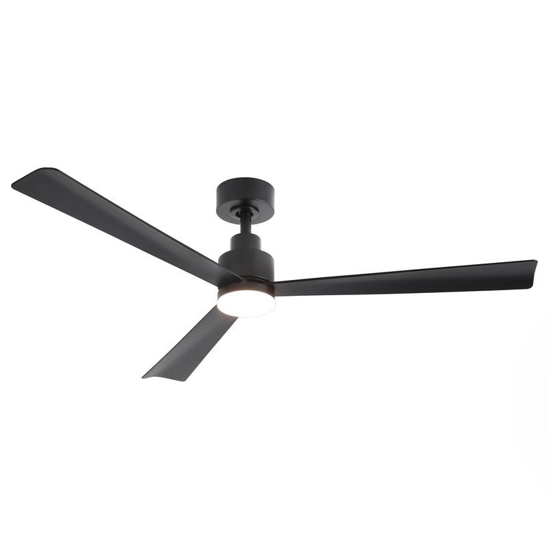 52" Modern Integrated LED Black Ceiling Fan with Light and Remote