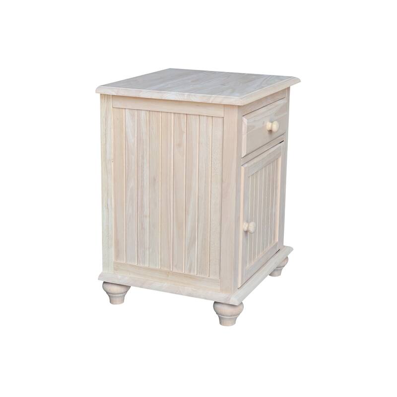 International Concepts Solid Wood Nightstand with Storage Cabinet